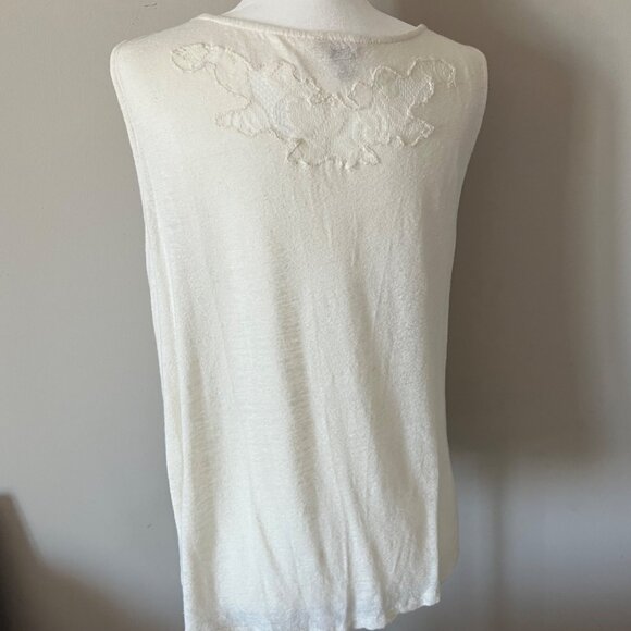 Lucky Brand Sleeveless Surplus Top with Shirttail Hem Cream L - Picture 5 of 7